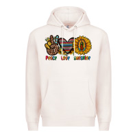 Pale Pink peace love sunshine Premium Hoodie - JahusDesignShop