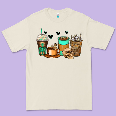 Skeleton Coffee Cups Premium Tee Designed By Zillion Design Studio