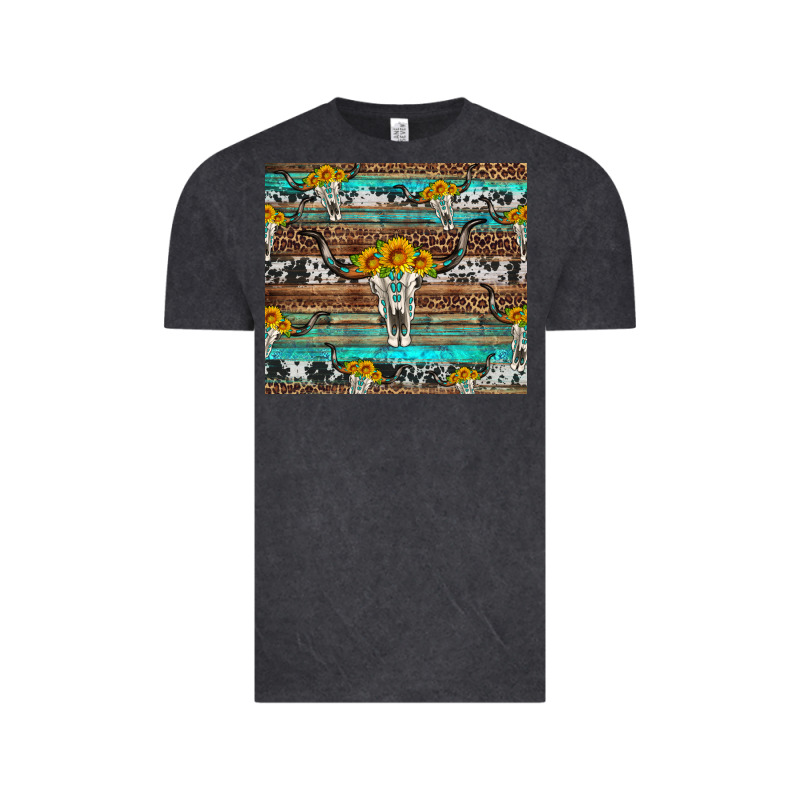 Longhorn Bull Skull Cowhide Leopard Turquoise Vintage Tee by Artiststas | Teevron