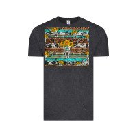 Vintage Black longhorn bull skull cowhide leopard turquoise Vintage Tee - Artiststas