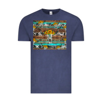 Vintage Denim longhorn bull skull cowhide leopard turquoise Vintage Tee - Artiststas