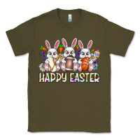 Army Green Happy Easter Spot Rabbit Classic Tee - CowhideDigitalArt