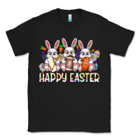 Black Happy Easter Spot Rabbit Classic Tee - CowhideDigitalArt
