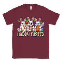 Burgundy Happy Easter Spot Rabbit Classic Tee - CowhideDigitalArt