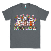 Charcoal Heather Happy Easter Spot Rabbit Classic Tee - CowhideDigitalArt