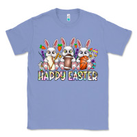 Colony Blue Happy Easter Spot Rabbit Classic Tee - CowhideDigitalArt