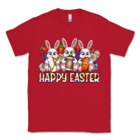 Red Happy Easter Spot Rabbit Classic Tee - CowhideDigitalArt