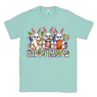 Seafoam Happy Easter Spot Rabbit Classic Tee - CowhideDigitalArt