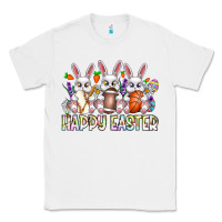 White Happy Easter Spot Rabbit Classic Tee - CowhideDigitalArt