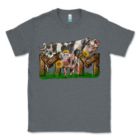 Charcoal Heather Western Mom With Spotted Pig And Baby Pig Classic Tee - LillyAllenDesigns