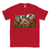 Red Western Mom With Spotted Pig And Baby Pig Classic Tee - LillyAllenDesigns