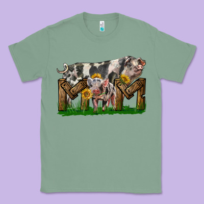 Western Mom With Spotted Pig And Baby Pig Classic Tee Designed By Lillyallendesigns