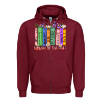 Burgundy women of the bible Zipper Hoodie - MaliasSmallBusiness