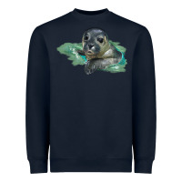 Navy Sea Seal Face Illustrations Heavyweight Sweatshirt - LillyAllenDesigns