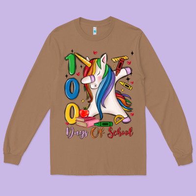 100 Days Of School Long Sleeve Tee Designed By Maliassmallbusiness
