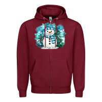 Burgundy winter snowman Zipper Hoodie - MaliasSmallBusiness