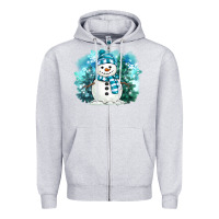 Heather Grey winter snowman Zipper Hoodie - MaliasSmallBusiness