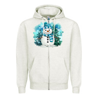 Oatmeal Heather winter snowman Zipper Hoodie - MaliasSmallBusiness