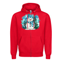 Red winter snowman Zipper Hoodie - MaliasSmallBusiness