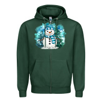 Sports Green winter snowman Zipper Hoodie - MaliasSmallBusiness