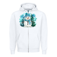 White winter snowman Zipper Hoodie - MaliasSmallBusiness