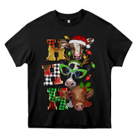 Black Christmas ho ho ho cow Heavy Core Tee - BarkalooDesign
