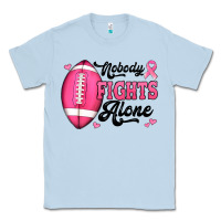Dusty Blue nobody fights alone pink football breast cancer awareness Classic Tee - Jasminsmagicworld