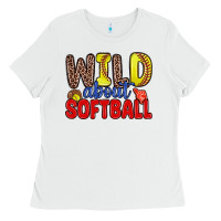 White wild about softball Ladies Tee - Zillion Design Studio