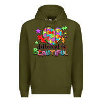 Army Green different is beautiful Premium Hoodie - NancyCooperArtShop