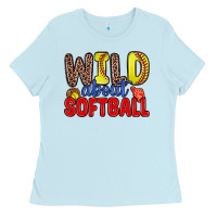 Baby Blue wild about softball Ladies Tee - Zillion Design Studio