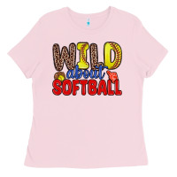 Bubblegum Pink wild about softball Ladies Tee - Zillion Design Studio