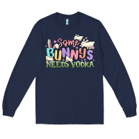 Navy some bunnys needs vodka Long Sleeve Tee - MaliasSmallBusiness