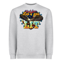 Heather Grey lets get lit america eagle Heavyweight Sweatshirt - NancyCooperArtShop