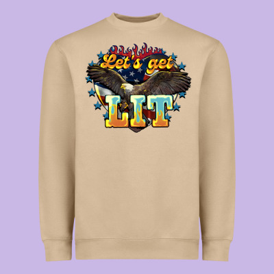 Lets Get Lit America Eagle Heavyweight Sweatshirt Designed By Nancycooperartshop