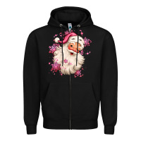 Black pink christmas santa claus Zipper Hoodie - MaliasSmallBusiness