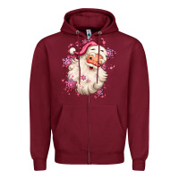 Burgundy pink christmas santa claus Zipper Hoodie - MaliasSmallBusiness