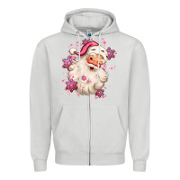 Pink Christmas Santa Claus Zipper Hoodie | Teevron