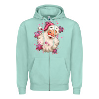 Seafoam pink christmas santa claus Zipper Hoodie - MaliasSmallBusiness