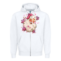 White pink christmas santa claus Zipper Hoodie - MaliasSmallBusiness