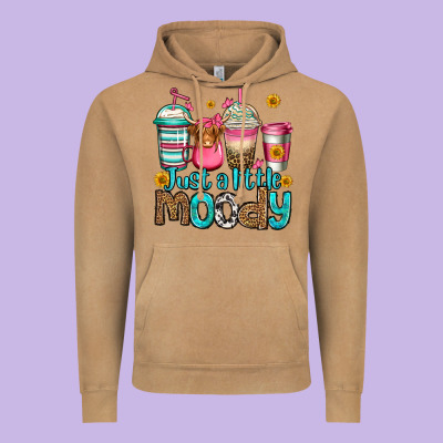 Just A Little Moody Coffee Cups Vintage Hoodie Designed By Jasminsmagicworld