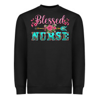 Black western blessed nurse pink floral arrow Heavyweight Sweatshirt - BarkalooDesign