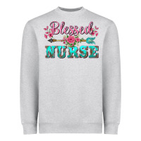 Heather Grey western blessed nurse pink floral arrow Heavyweight Sweatshirt - BarkalooDesign