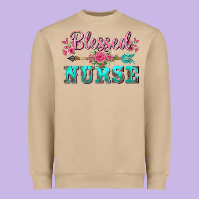 Western Blessed Nurse Pink Floral Arrow Heavyweight Sweatshirt Designed By Barkaloodesign