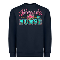Navy western blessed nurse pink floral arrow Heavyweight Sweatshirt - BarkalooDesign
