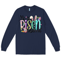 Navy he is risen indeed Long Sleeve Tee - MaliasSmallBusiness