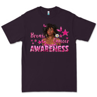Plum Breast Cancer Awareness with Afro Woman Premium Tee - texasbilliewilder