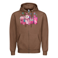Chestnut pink christmas snowman coffee cups Zipper Hoodie - MaliasSmallBusiness