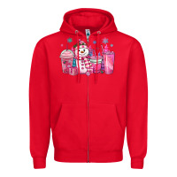 Red pink christmas snowman coffee cups Zipper Hoodie - MaliasSmallBusiness