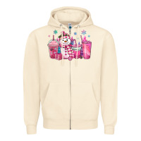 Sandshell pink christmas snowman coffee cups Zipper Hoodie - MaliasSmallBusiness