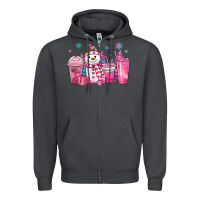 Smoke pink christmas snowman coffee cups Zipper Hoodie - MaliasSmallBusiness
